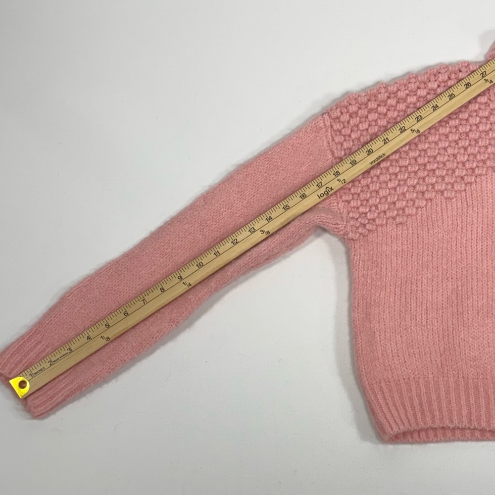 Bobble Knit Cropped Free People Blush Pink Turtleneck Sweater Size S Small - Picture 6 of 9